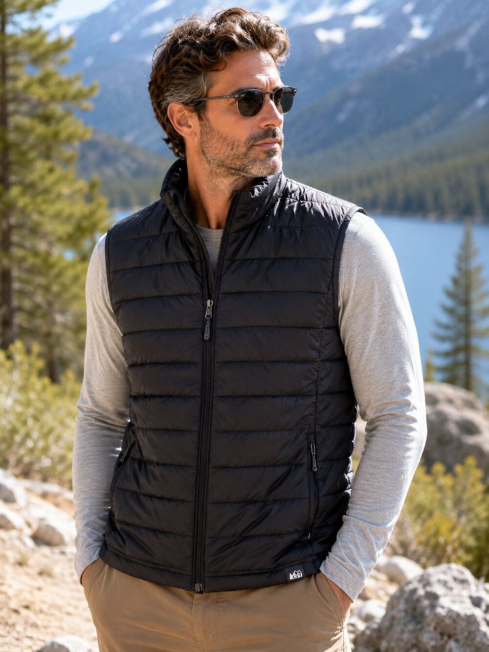 REI Co op Down Puffer Vest Black Lightweight Packable XL Mens